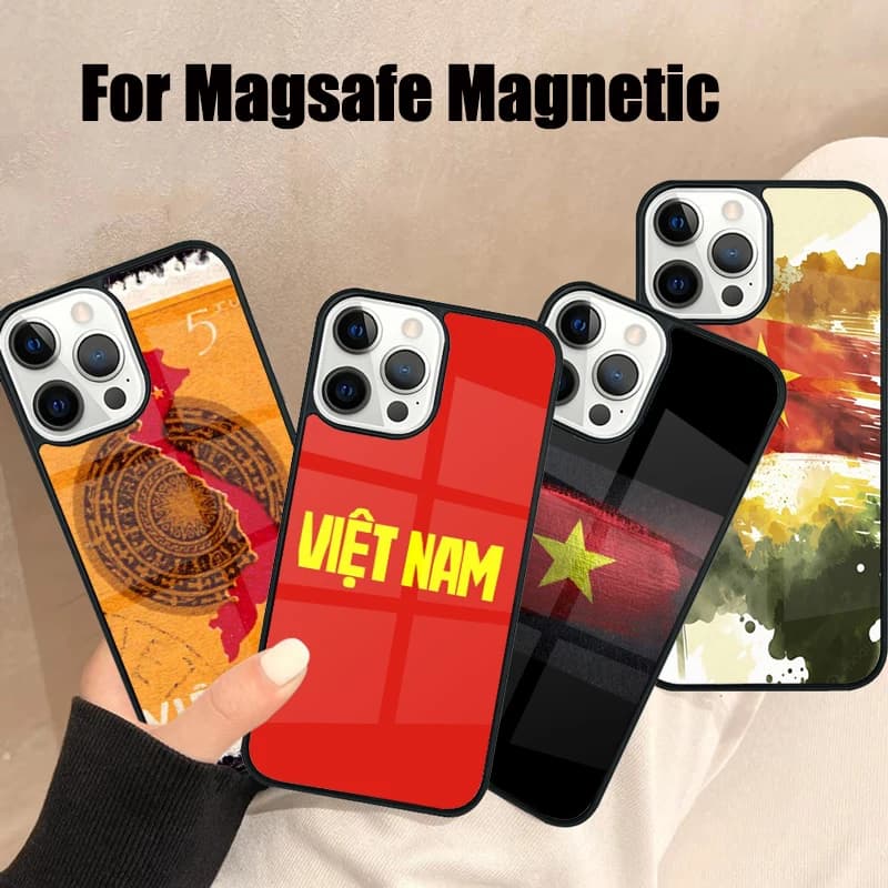 Custodia per telefono bandiera Vietnam per iPhone 17 Air 16e 15 14 13 12 11 Pro Max Plus Magsafe Cover magnetica wireless