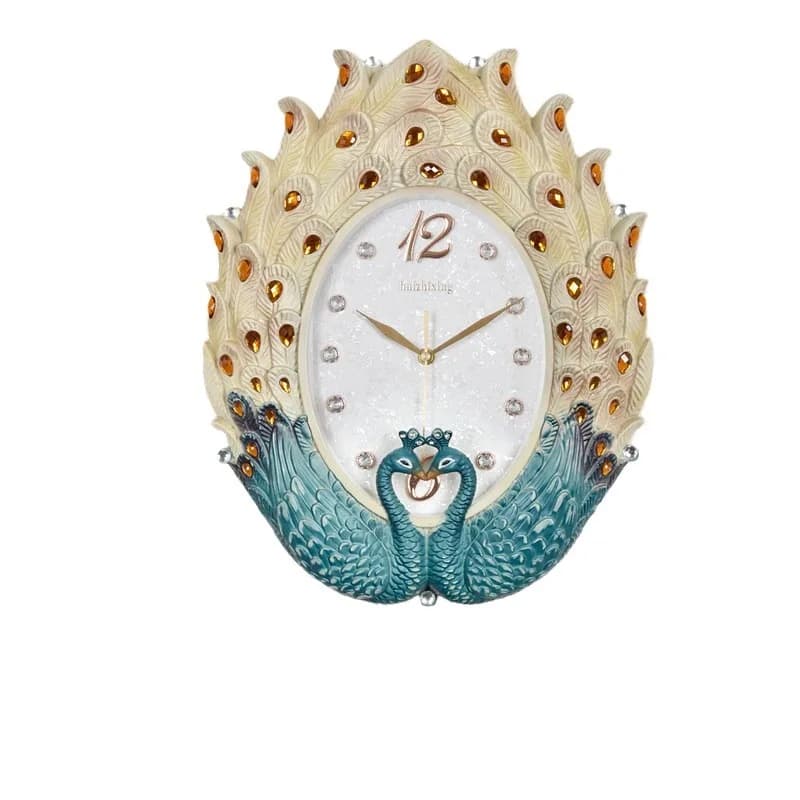 European wall clock for living room, creative fashion, silent art, simple, luxury, with peacock, swing