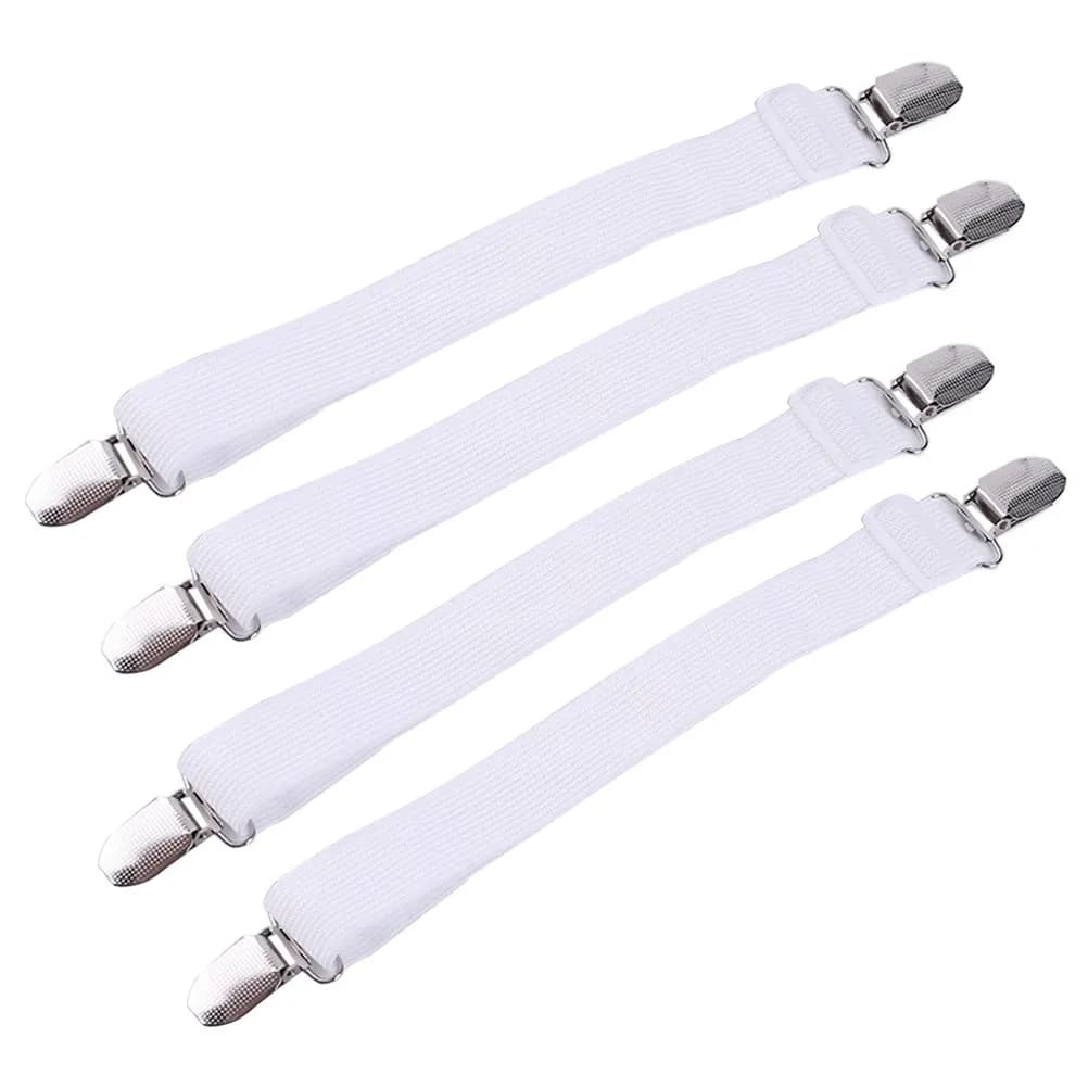 4 Pieces Clip for Sheets with Adjustable Elastic Straps, Robusti Stops for Coprimaterasso and Sheets with Angles