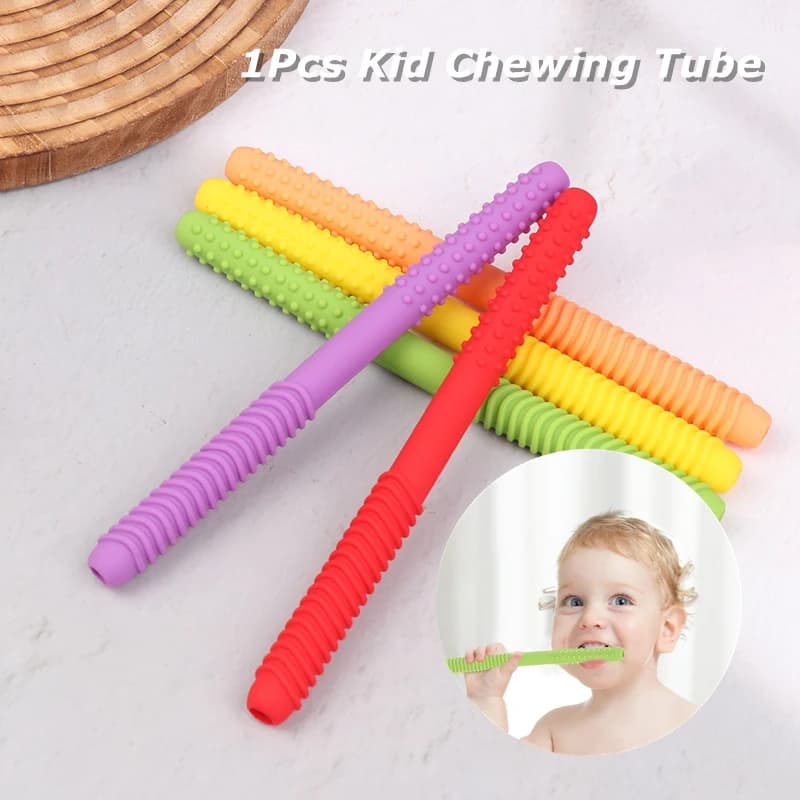 ● 1PC Bambini Massaggiagengive Tubo Da Masticare In Silicone Strumento di Formazione Muscolare Orale Del Capretto Anti-mangiare Mano Molare Bastone Autismo Sensoriale Parla Terapia