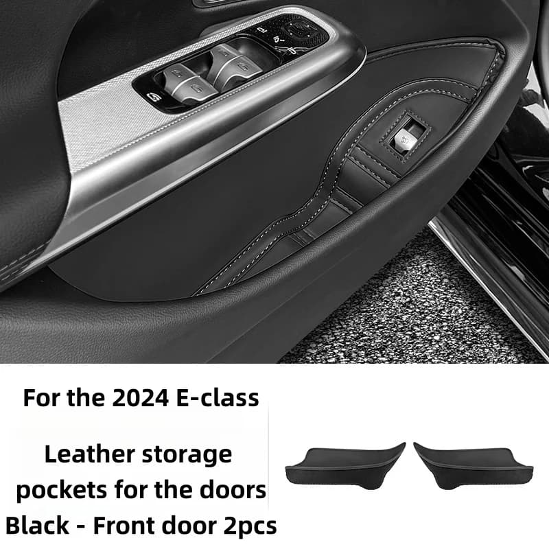 Per Mercedes-Benz 2024-2025 Tasche portaoggetti per porte Classe E E260 E300 E350 Tappetini antimacchia in pelle Borse portaoggetti Accessori auto