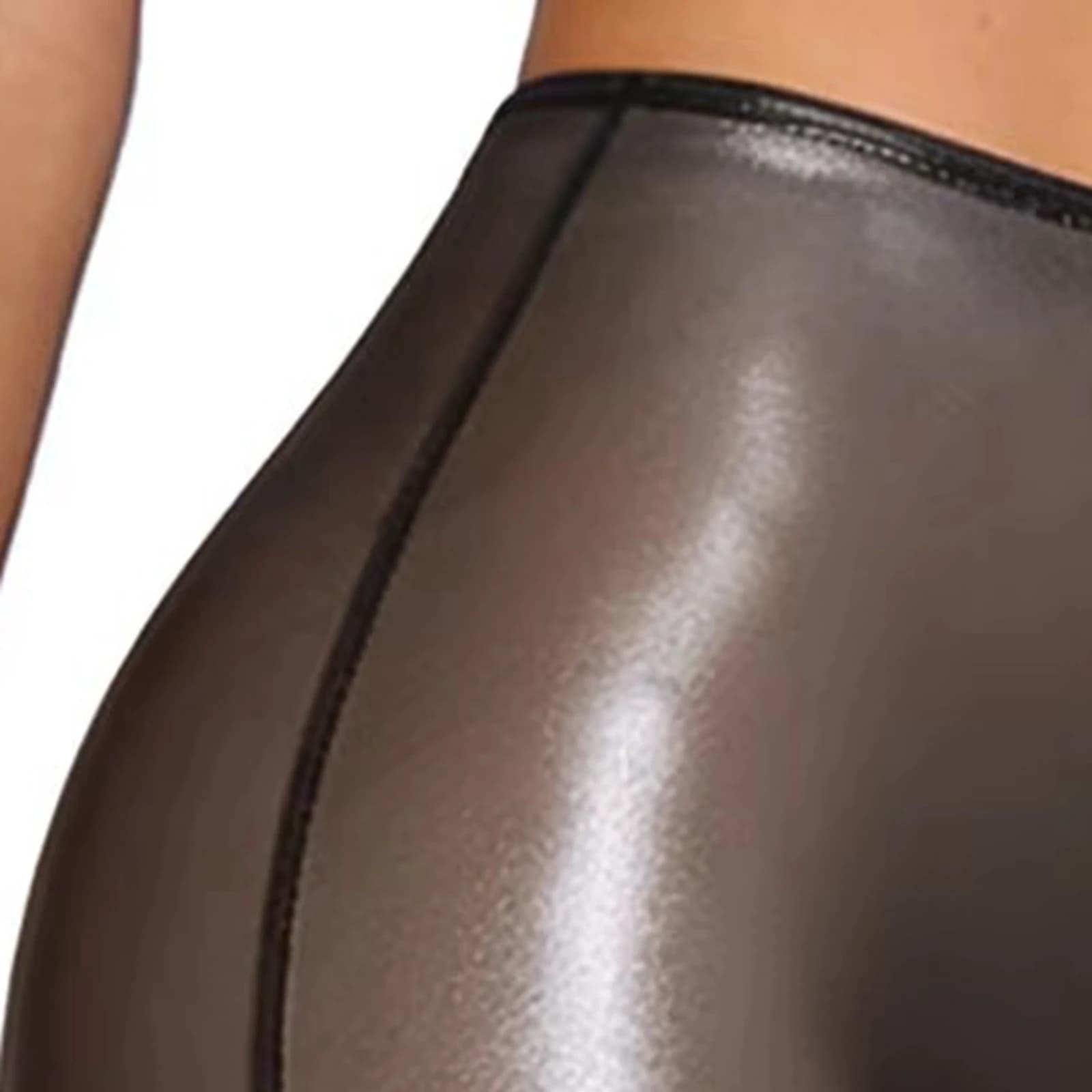 Pantaloni Capri Metallizzati Lucidi da Donna, Leggings Corti a Vita Alta, Skinny, con Elastico in Vita, Trasparenti, per Club e Feste