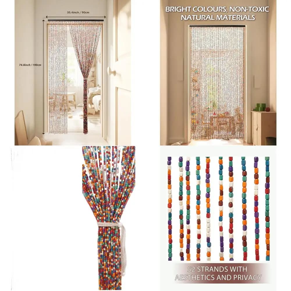 Tent with 52 hand-made rainbow beads, 35,4x74,8, multi-purpose doors, screen for insects for the house