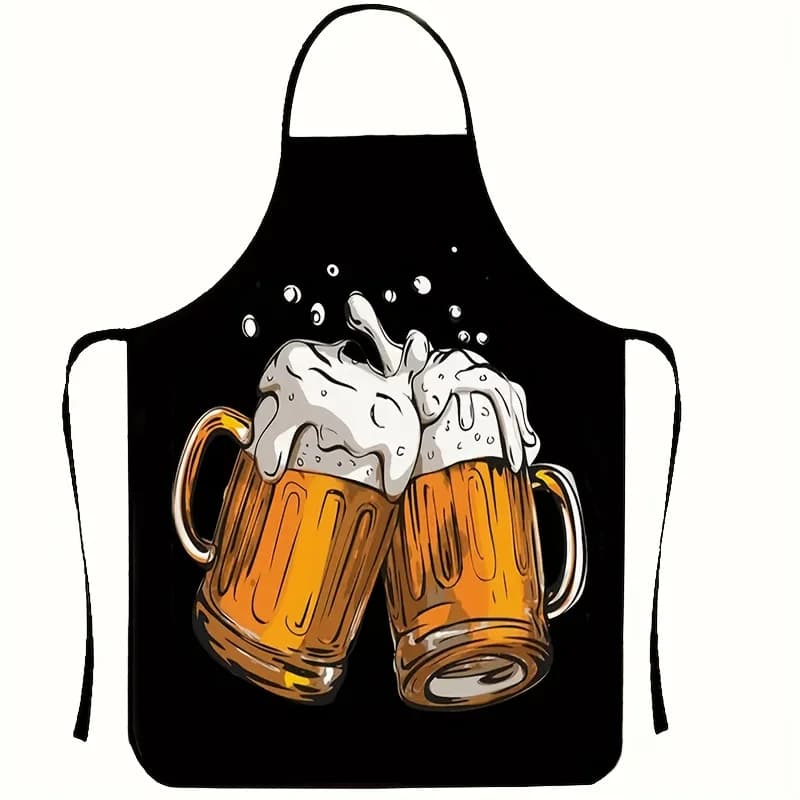 Grembiule da festival della birra da 1 pezzo, stampa creativa della tazza di birra, divertente grembiule da cucina per chef durevole e confortevole, ideale per cuocere al forno, pulizia della casa