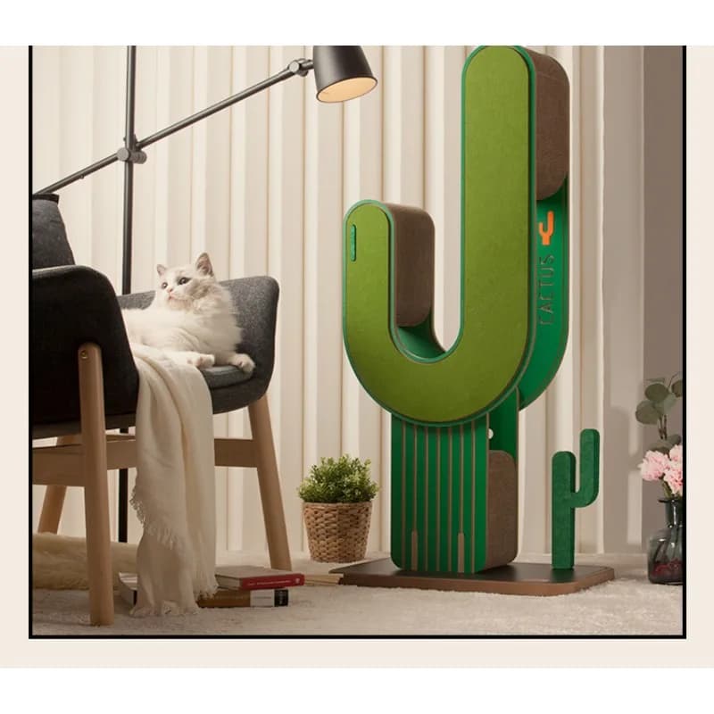 Tiragraffi in cartone per albero per gatti con cactus, resistente all'usura, verticale, senza capannone, in sisal, condominio, letto, mobili per gatti all-in-one