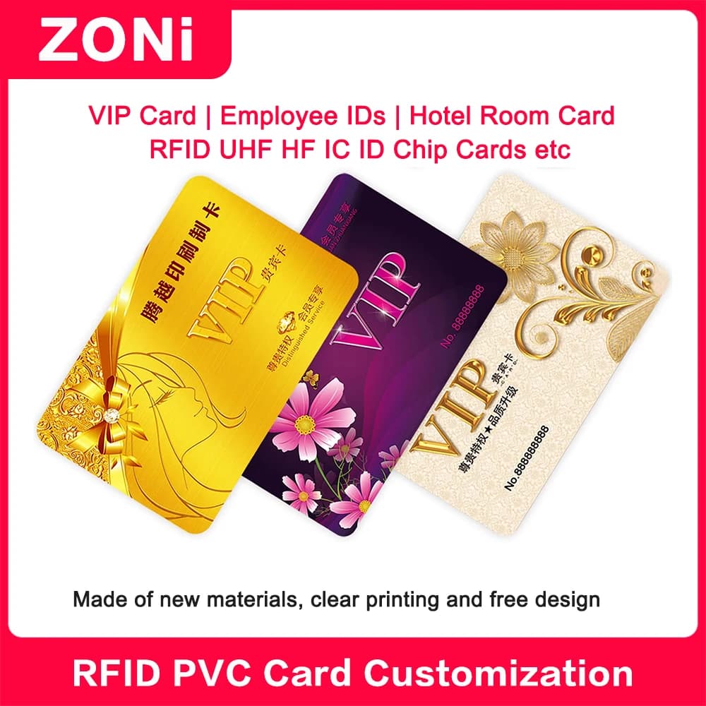 100 pz Carte PVC RFID Personalizzazione della stampa di alta qualità UHF HF NFC IC F08 T5577 TK4100 Chip ID Personalizzazione della carta VIP