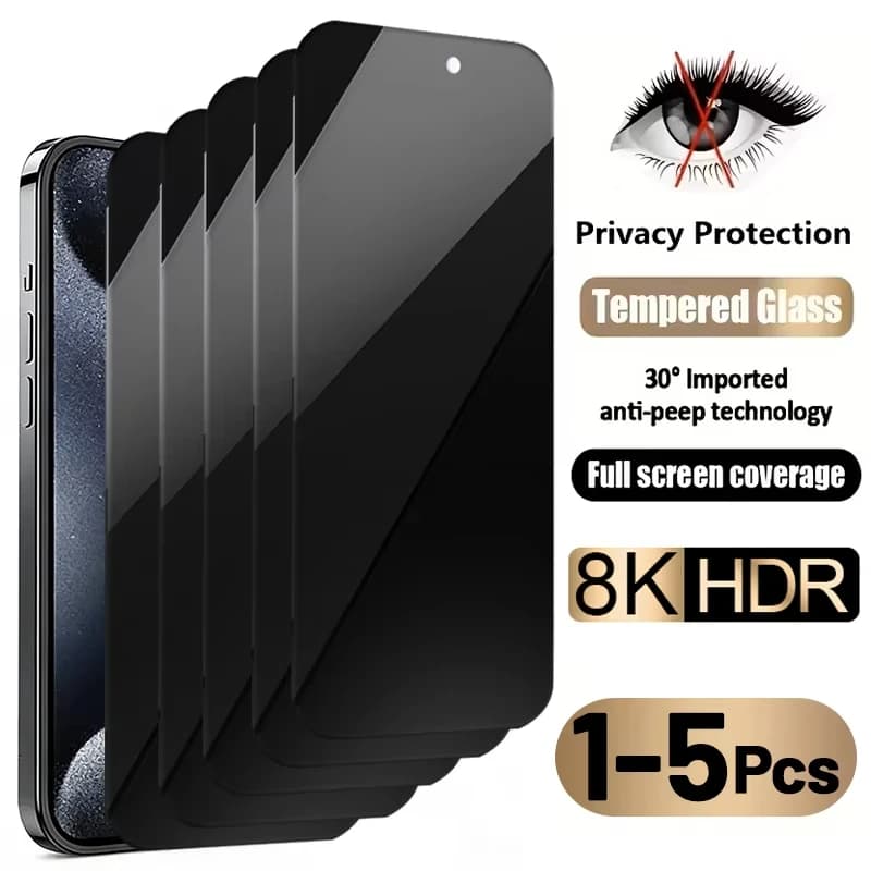 Pellicole Protettive Anti-Spia a Copertura Totale per iPhone 15 16 17 Pro Max, Vetro Temperato per iPhone 13 12 Mini 11 14 Pro 16e Plus XR SE