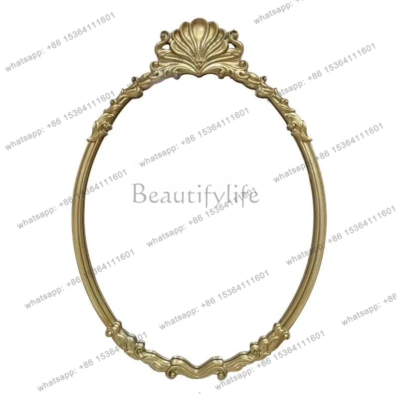 Specchio da bagno francese intagliato, specchio per il trucco, specchio da parete, lampada da parete, specchio da toeletta da appendere alla parete di lusso