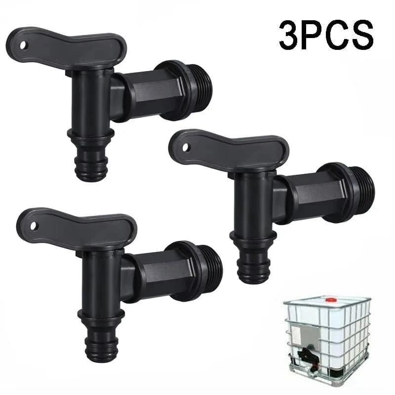 3/4 inch IBC Plastic DIY Faucet, 3 pieces, for beer, rain water, craft beer, garden pipe connection