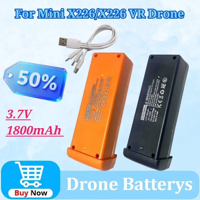Batteria Ricaricabile per Drone Mini X226/X226 VR 3.7V 1800mAh, Ricambio X226/S156, Prestazioni Stabili, Disponibile in 2 Colori