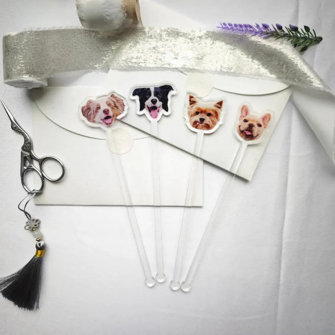 30/50/100 UV Pet photo Drink Stir Table Decoration Wedding Gift Personalized Cocktail Stirrers Acrylic Party Drink Stirs