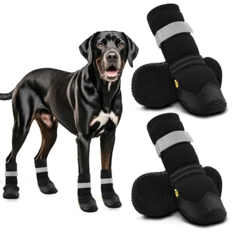 Scarpe per Cani, Stivaletti Antiscivolo e Protezioni per Zampe per Pavimento Caldo, Neve Invernale, Escursionismo con Dettagli Riflettenti