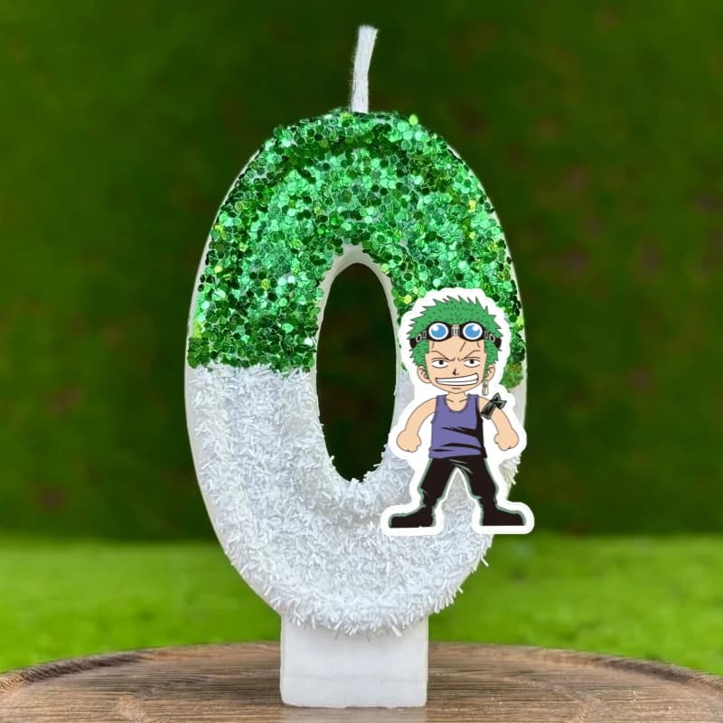 Candela Digitale a Tema Anime One Piece, Numeri da 0 a 9, Decorazioni per Torte di Compleanno per Bambini, Accessori per Feste a Tema Cartoni Animati