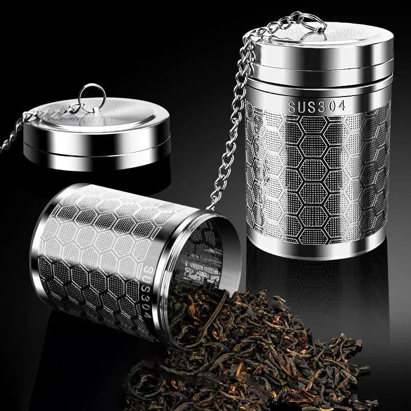 Infusore per tè da 1 pezzo, filtro per tè a maglia extra fine per tè sfuso, filtro per tè in acciaio inossidabile con gancio a catena allungato