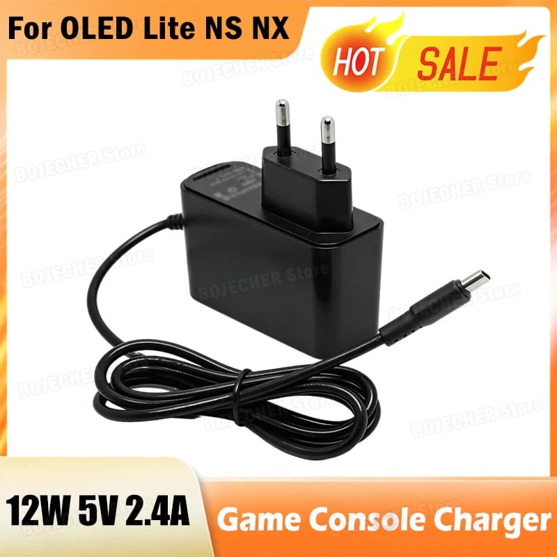 Caricabatterie Type-C da 12W 5V 2.4A per Switch OLED Lite NS NX AC 100-240V, alimentatore USB-C per console di gioco portatile, adattatori con spina EU/US