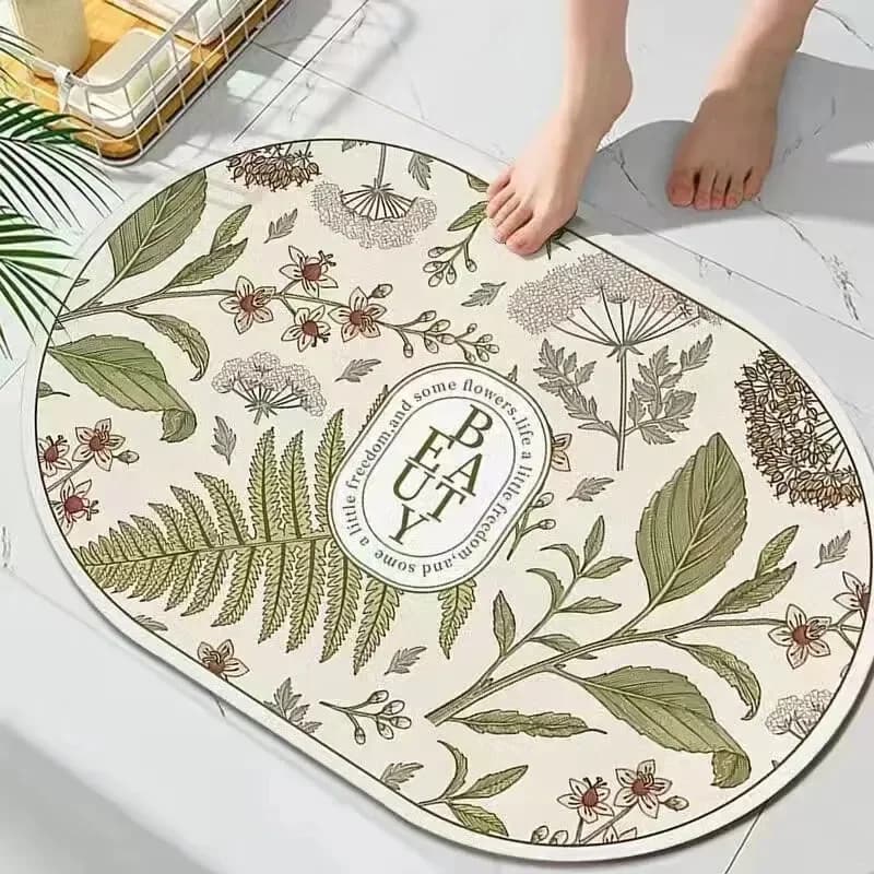 VIKAMA 40 x60cm tappeto ovale in velluto di cristallo giardino stile fiore bagno wc soggiorno porta tappetino antiscivolo