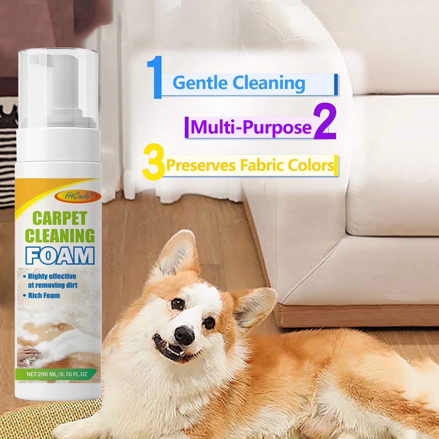 Detergente Schiumogeno per Tappeti Rimuove Macchie Ostinate Sicuro per le Fibre Potente Detergente Penetrante Soluzione per Pulizia Zerbini e Tappeti