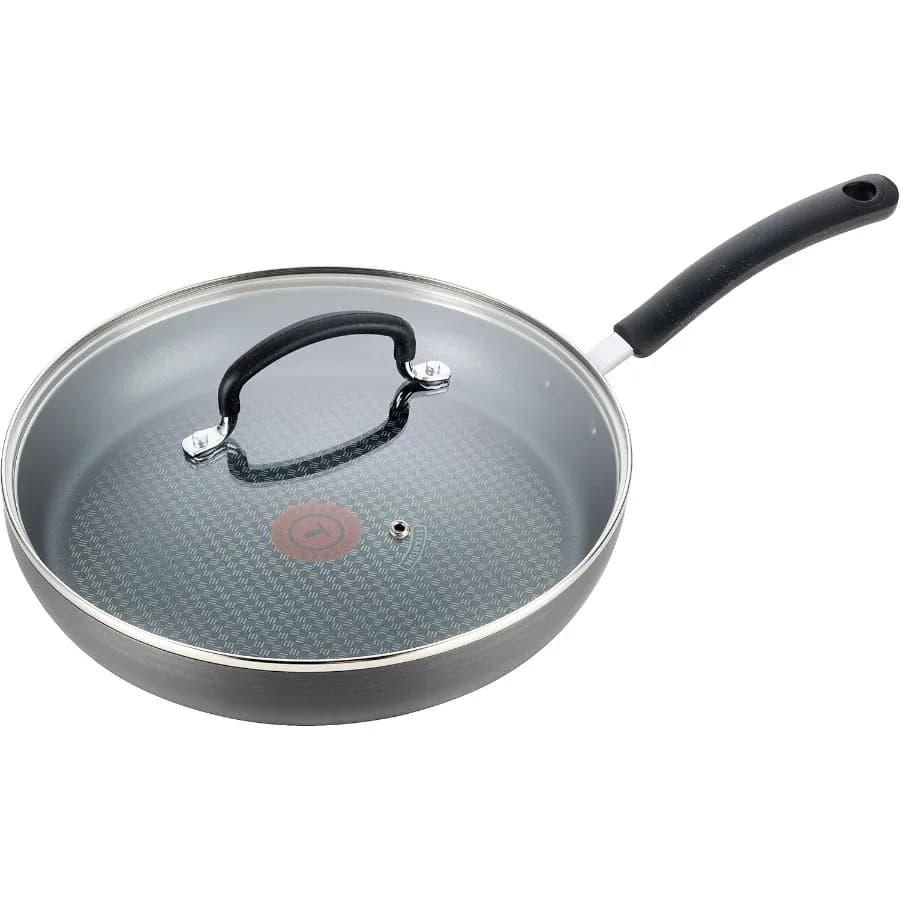 Versatile 10 inch hard anodised non-stick pan with kitchen cover, oven and grill, safe up to 400F, safe cover up to 3