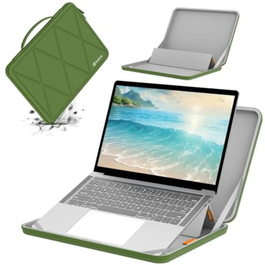 Custodia protettiva rigida in EVA MS89 con supporto compatibile con laptop Dell Pro 16 Plus PB16250 da 16 pollici, custodia impermeabile verde
