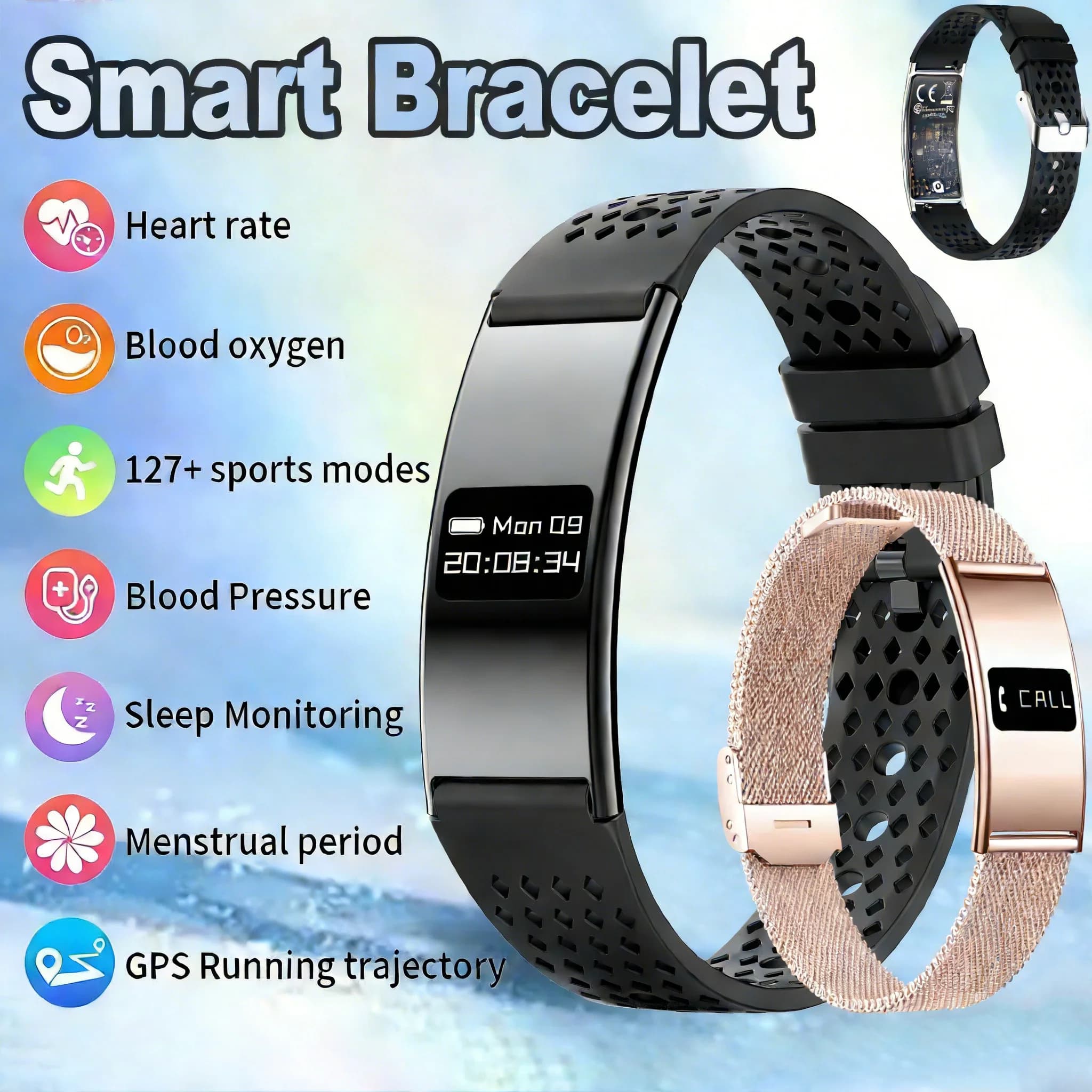 Nuovo Braccialetto Intelligente per Uomo e Donna, Contapassi Sportivo, Monitoraggio della Salute e Fitness, Monitoraggio della Frequenza Cardiaca, Promemoria Chiamate, Smartwatch da Polso