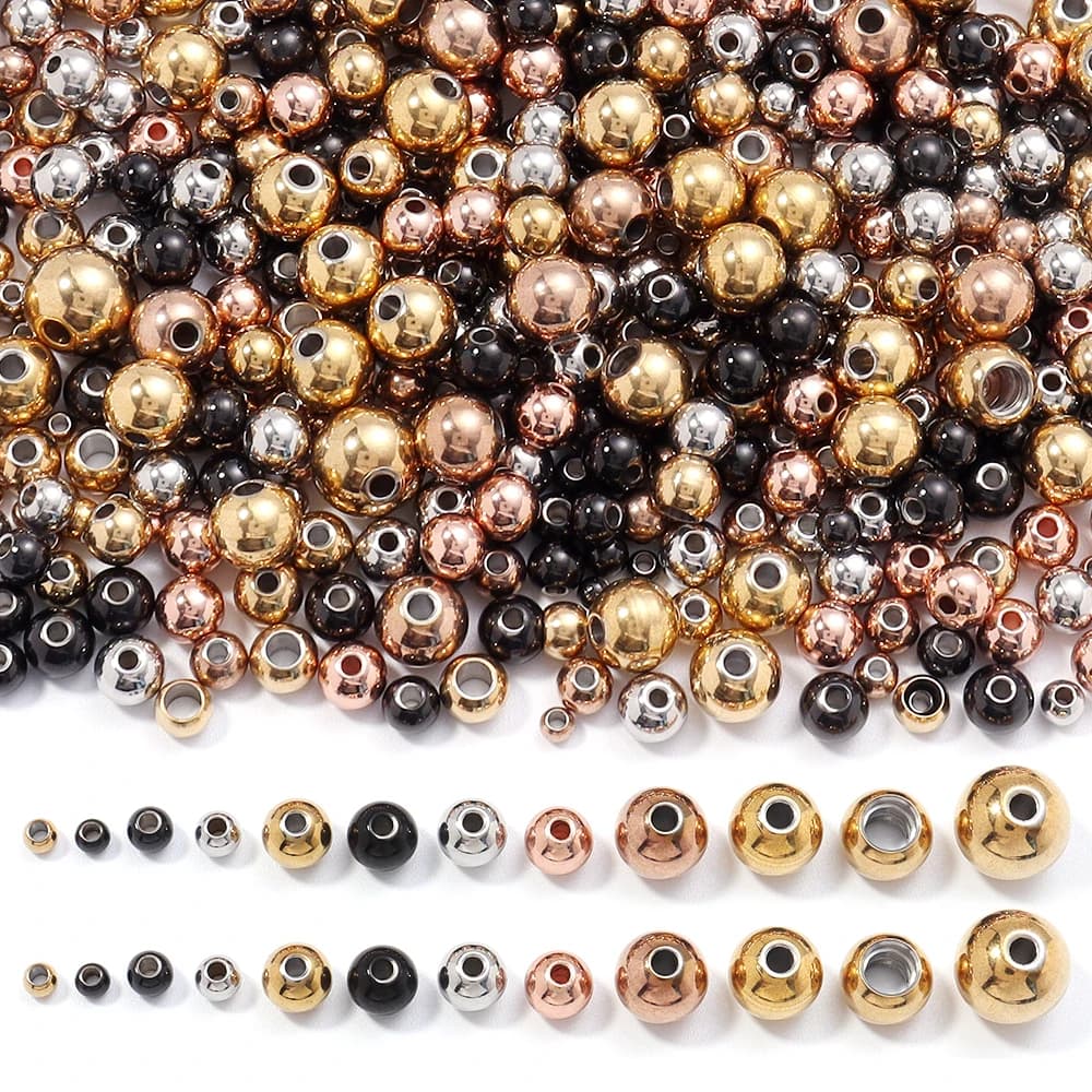 10-100 pz/lotto Perline In Acciaio Inox Perline Sfera di Metallo Branelli Allentati Del Distanziatore Per Gioielli FAI DA TE Che Fanno Braccialetti Collana Componenti