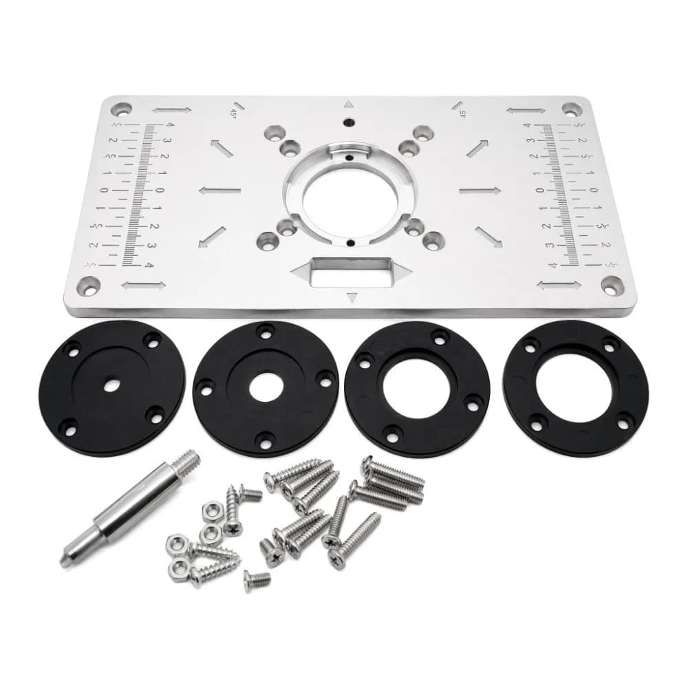 Aluminum Alloy Router Table Insert Plate Silver Color With Ring DIY Router Table 235mm x 120mm x 8mm Bench Trimming Tool