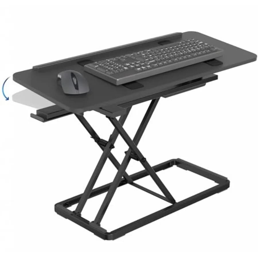 Supporto per tastiera e mouse con sollevamento a forbice da 30 pollici, regolabile in altezza, per postazioni di lavoro ergonomiche sit-stand, nero