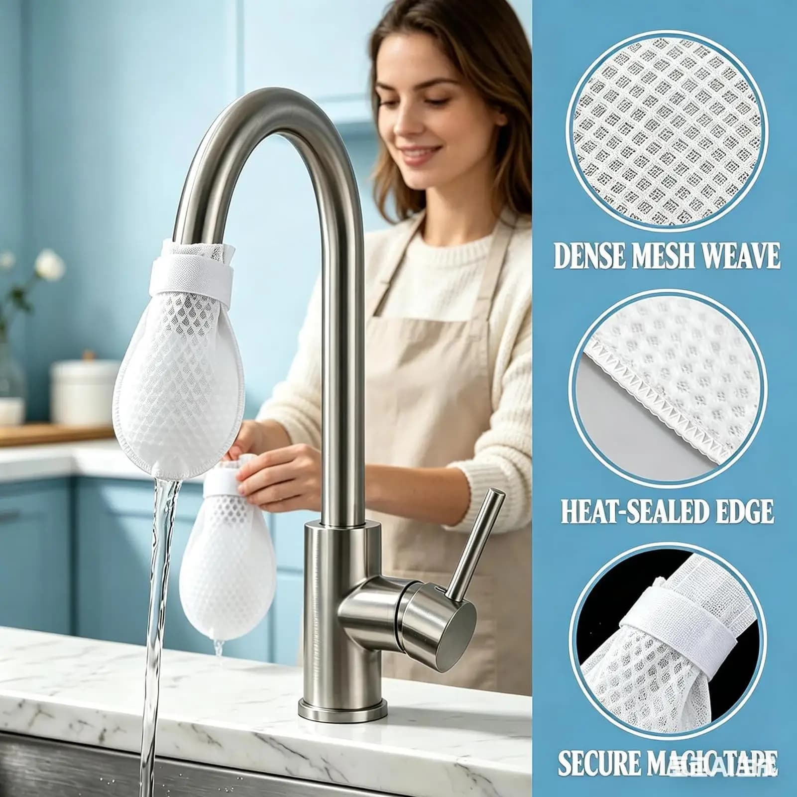 Faucet Filter Cotton Cover Fine Fiber Purification Socks with Sediment Barrier Layer Reusable Faucet Water Filter for Limescale