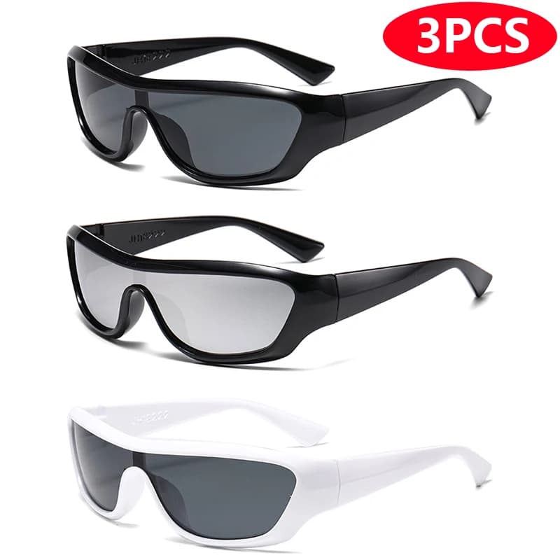 3 pezzi occhiali da sole stile punk donna uomo occhiali da sole personalizzati oversize moda occhiali da sole quadrati con lenti colorate unisex