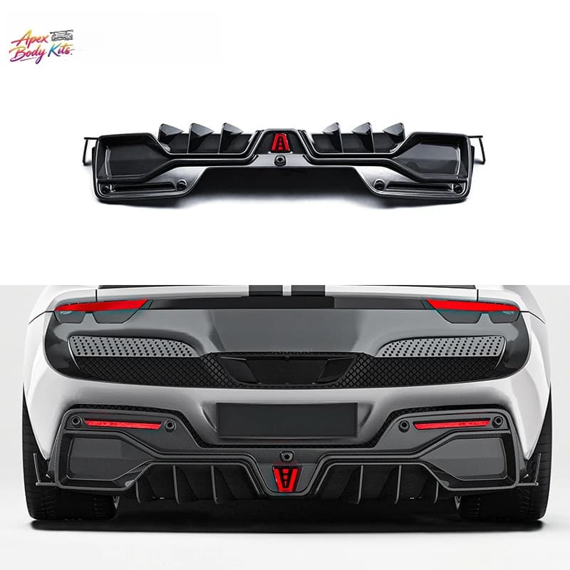 Paktechz Prepreg Dry Carbon Fiber Body Kit Rear Diffuser Spoiler for Ferrari 296 GTB GTS