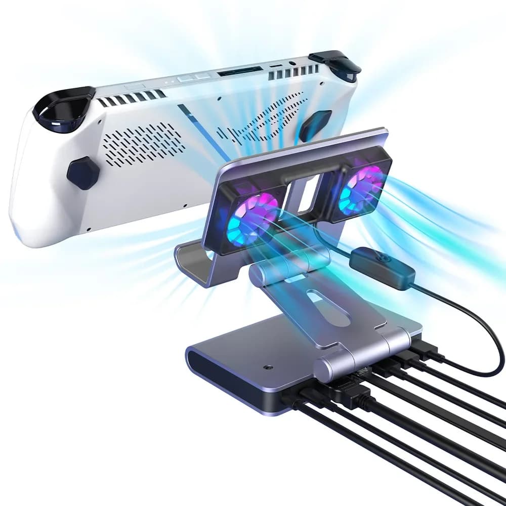 Docking station per ventole doppie RGB 6 in 1 Staffa dock in altezza regolabile con HDMI 4K @ 60Hz per dock per console di gioco ROG ALLY SteamDeck