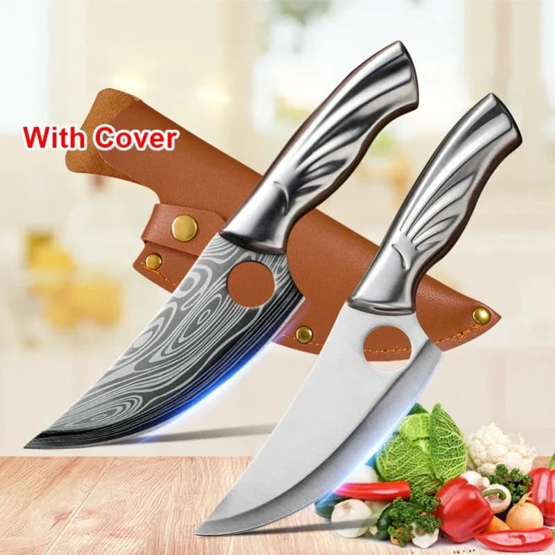 Knife for Meat, Fruit and Fish, Stainless Steel, with Motive, for Kitchen, Barbecue, Chicken and Bone, for Cut and Cooking