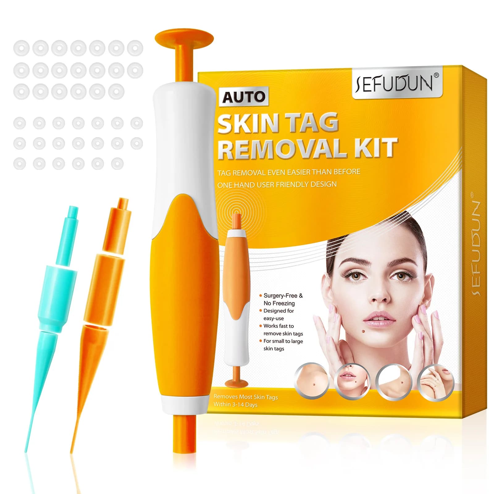 Kit per la rimozione automatica delle etichette cutanee a doppia testa per etichette cutanee da piccole a grandi 2-8 mm con tamponi detergenti e strumenti per la cura della pelle con fasce di 2 dimensioni