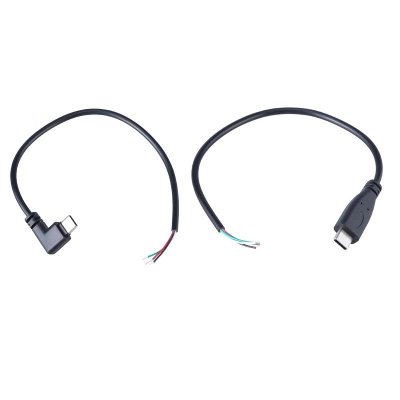 Power cord with open end from USB 4 pin 90 degrees/head straight, spiral extension cables with C