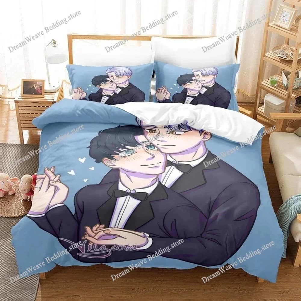 Set di Biancheria da Letto in Poliestere con Stampa Cartoni Animati Fiori di Ciliegio Dopo l'Inverno, Copripiumino e Federe, per Ragazzi, Misure King Queen Twin Size7