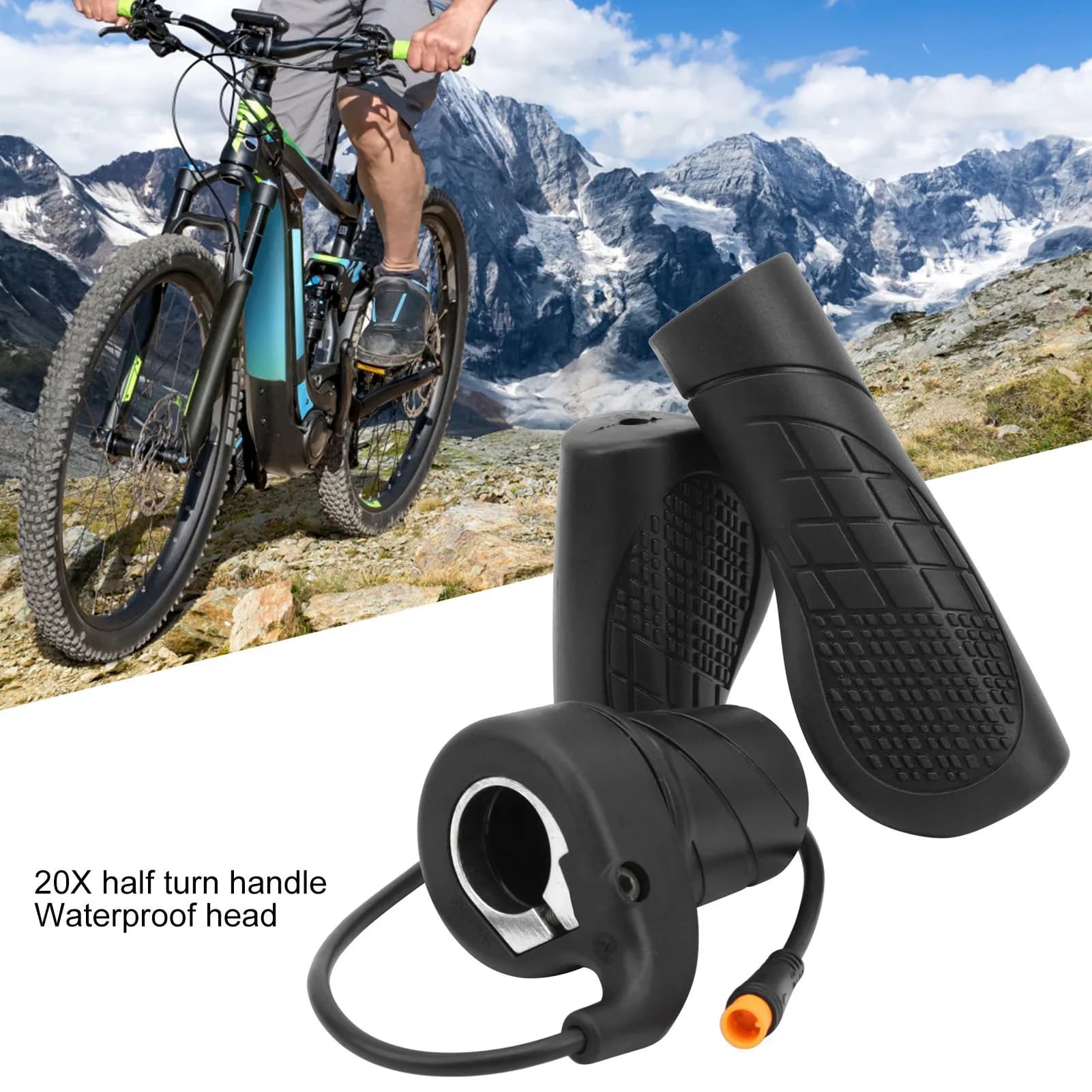 Acceleratore a Mezza Manopola per Bici Elettrica, Acceleratore Destro con Connettore Impermeabile per Scooter Elettrico