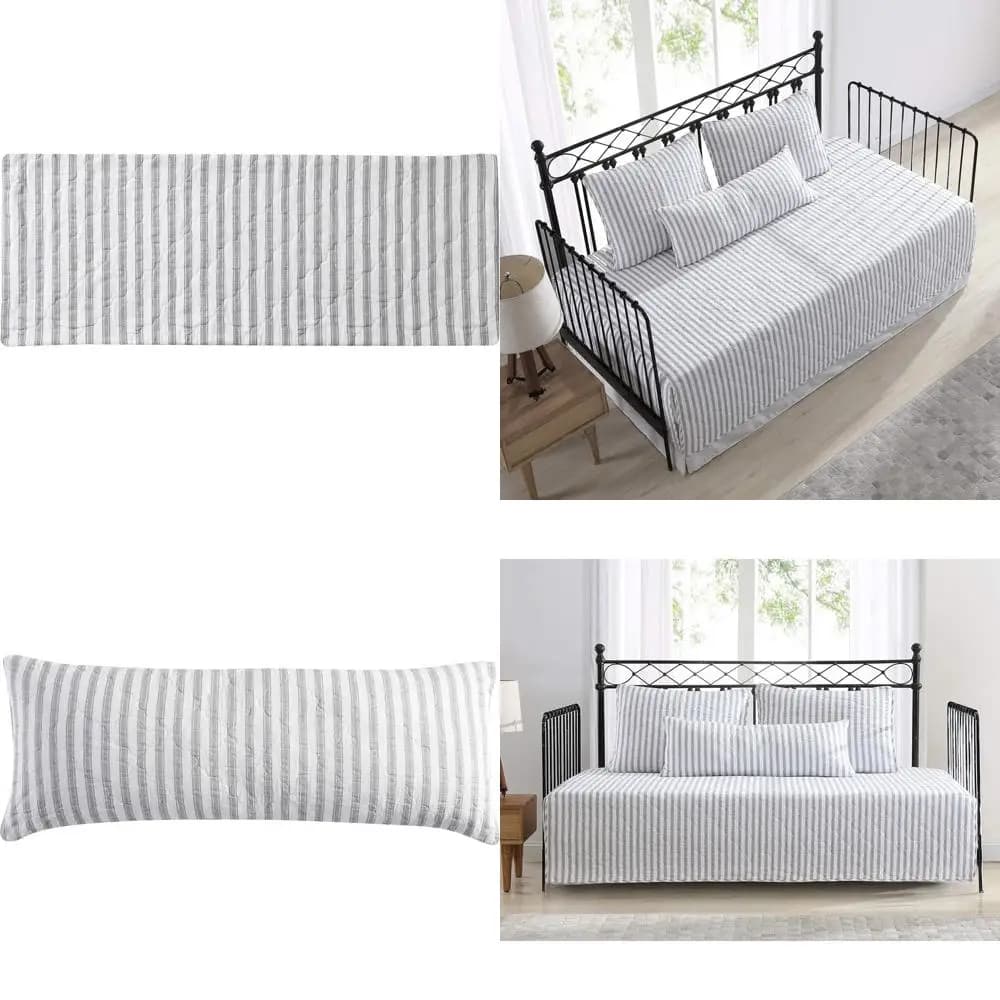 Reversible cotton sofa bed set with matching cushions and decorative cushions - Grey Willow Way