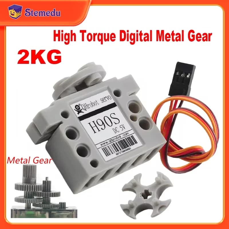 Servomotore 2KG per Blocchi da Costruzione 180 ° 360 ° Ingranaggio Metallico Digitale ad Alta Coppia Compatibile con LegoEDS, Supporta il Programma Mixly Scratch