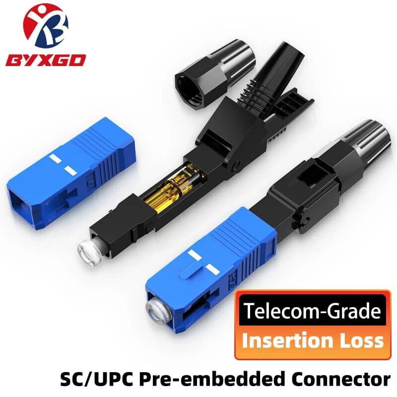 Connettore Rapido in Fibra Ottica BYXGD SC-APC SC UPC, Grado Carrier, Bassa Perdita ≤0.3dB, Cavo Butterfly 2*3, Giuntatore a Freddo per Fibra SIGS