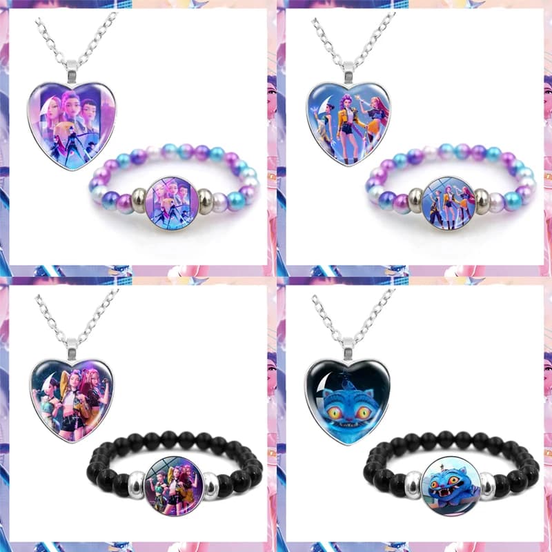 Braccialetti con ciondolo KPop Rumi Zoey Mira, braccialetti con perline alla moda per ragazze, graziosi gioielli con personaggi dei cartoni animati, accessori, regalo per bambini, giocattolo.