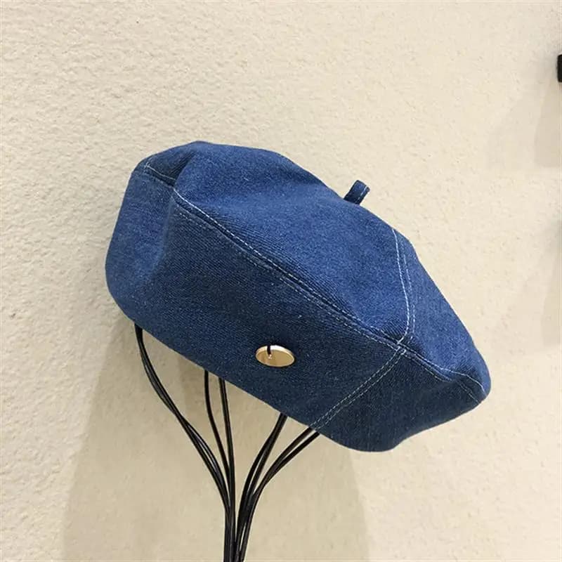 Women's Denim Beret Hat Jeans Berets Painter Hats Spring Beanie Hat Retro Octagonal Cap Female Ladies Outdoor Leisure Visor Caps