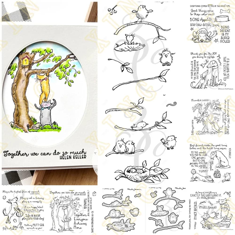 2023 New Cats Ball Birds Worm Metal Cutting Dies francobolli Scrapbook Diary Decoration goffratura Cut Dies Template biglietto di auguri fai da te