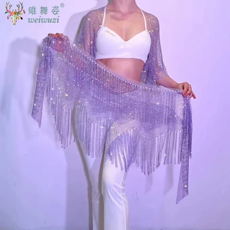 Cintura per performance di danza del ventre Donna Elegante sciarpa a triangolo Glutei con nappa Catena in vita Sciarpe per fianchi di danza del ventre per bambini adulti