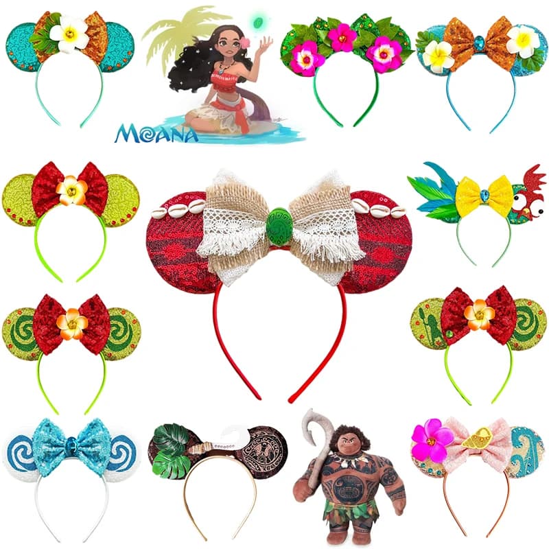 Disney Moana Orecchie Fasce Per Le Donne Gancio Arco Maui Hairband Ragazze Spirale Conchiglia Accessori Per Capelli Per Bambini Frangipani Fiore Copricapi