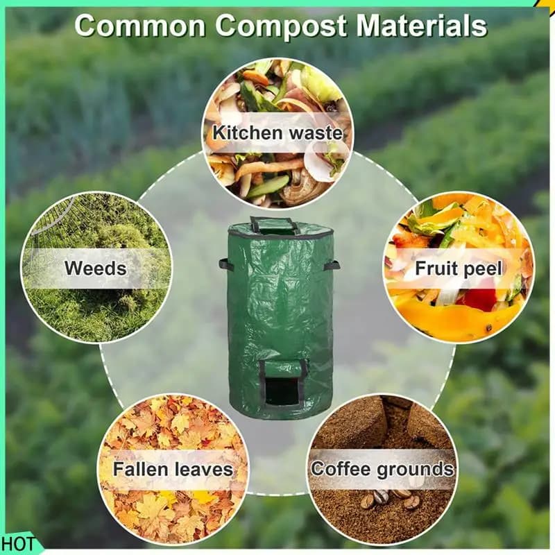 AWAH 3X Sacca per compost, Secchio per compost sigillabile per fermentazione Sacca per compost per rifiuti di foglie da giardino