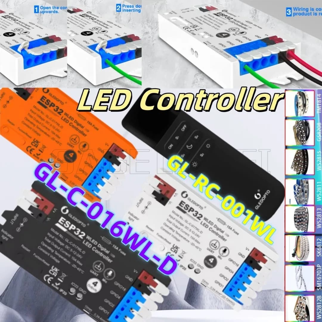 ESP32 WLED Digital LED Controller Microphone function UART Download DIY Dynamic Lighting Mode APP Voice Control Channel GLEDOPTO