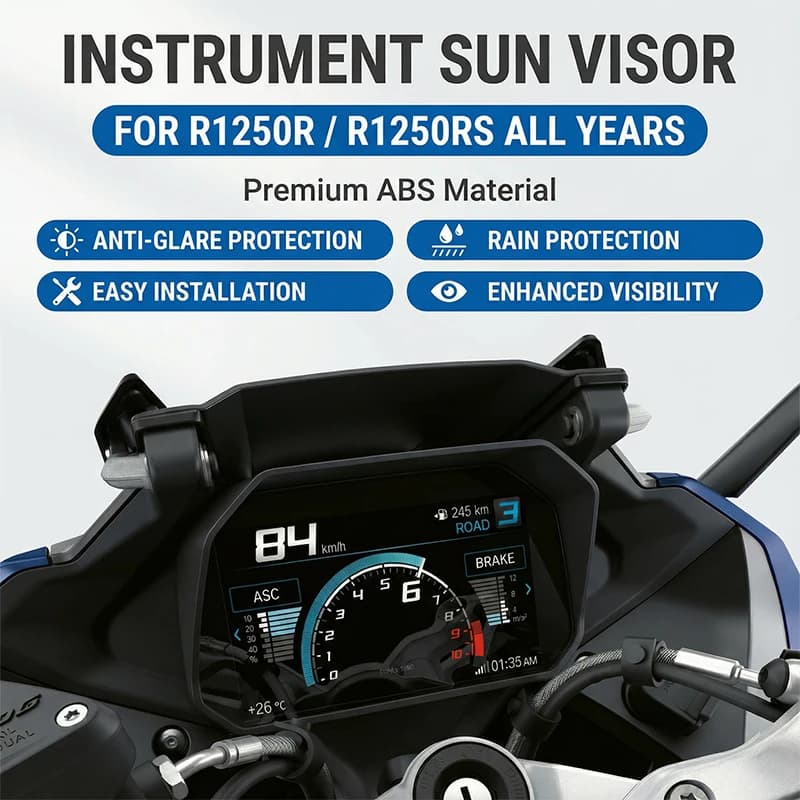 Strumento moto Visiera parasole per BMW R1250R R1250RS Antiriflesso Protezione cruscotto Scudo antipioggia Protezione display in plastica ABS