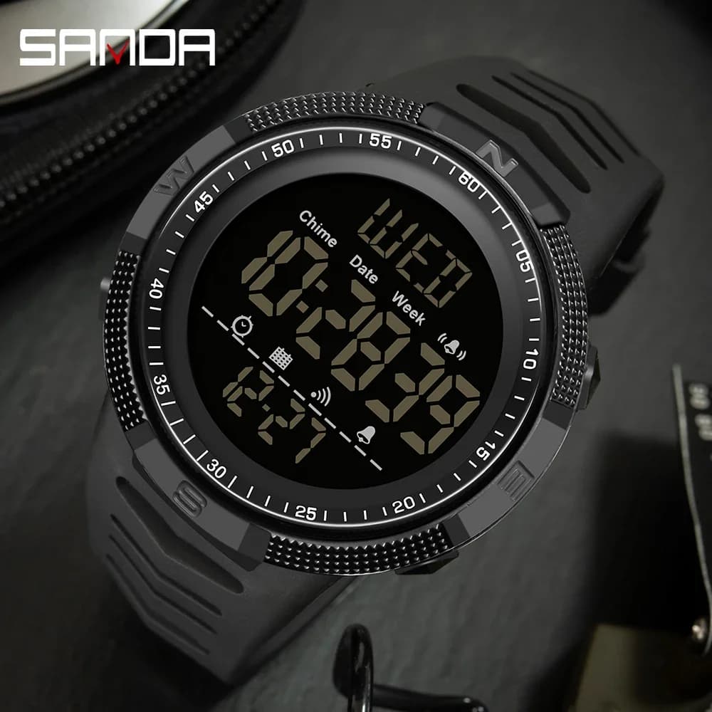 SANDA Top Brand Orologio da uomo alla moda Orologio da polso digitale a LED luminoso impermeabile multifunzionale Orologi sportivi per studenti all'aperto
