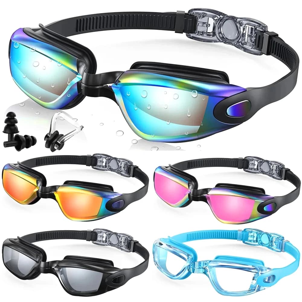 New high definition electroplated swim glasses, professional, waterproof, anti-fog, with 100% UV protection for adults, men, women and young