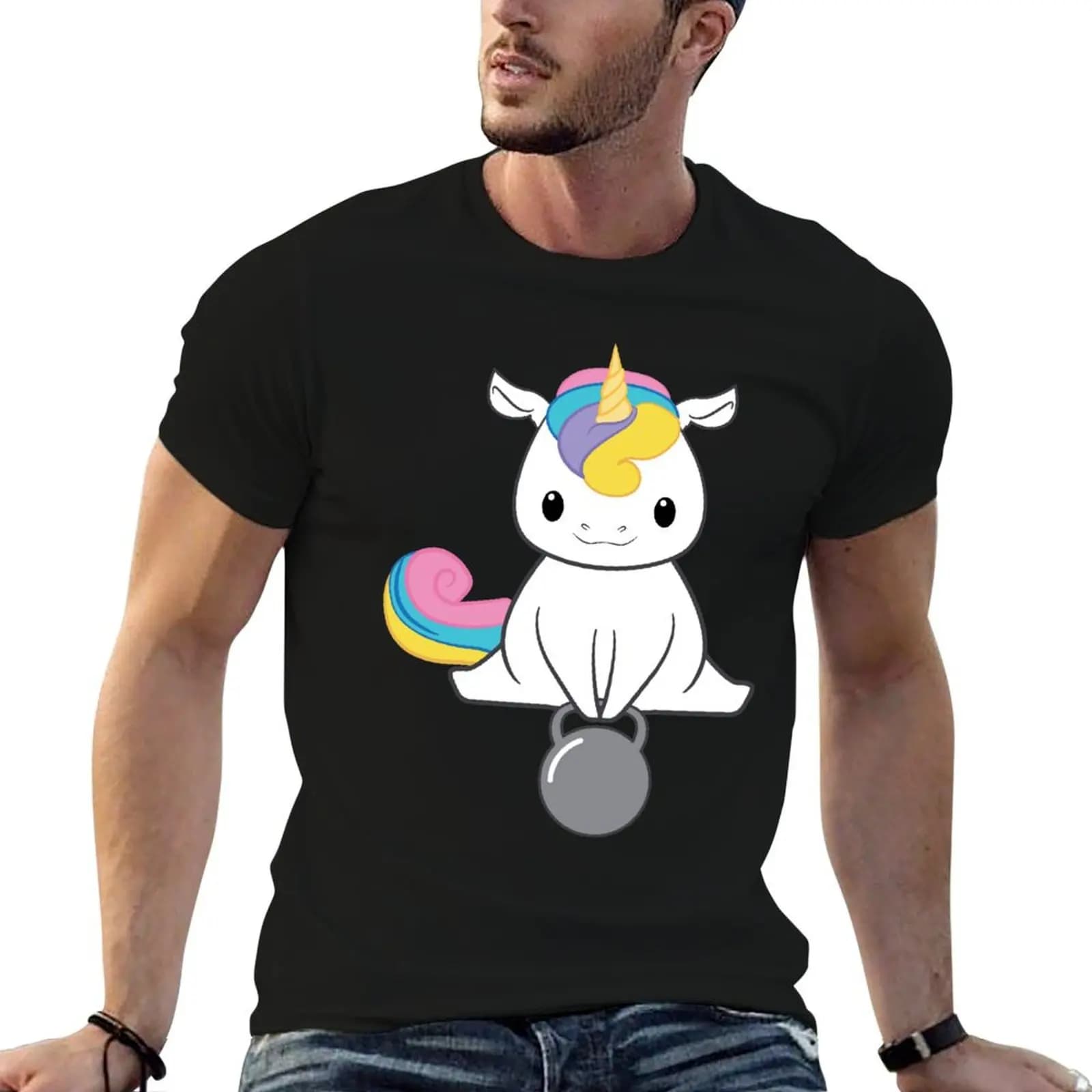 Fitness Lover Kettlebell Unicorn T-Shirt Relaxed Casual Short Sleeve Tee